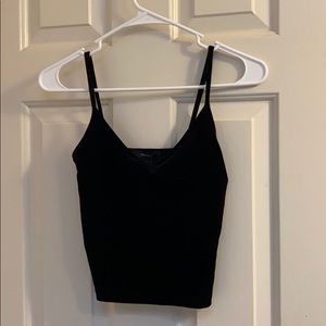 Black Velvet Cropped Tank Top